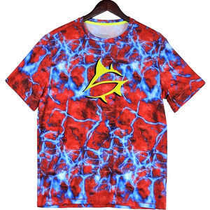 Loco Skailz Men's Shirt Short Sleeve Stretch Quick Dry Red Blue Lighting Medium
